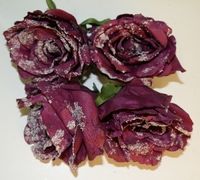 4er Set Rose gefrostet mit Clip Bordeaux