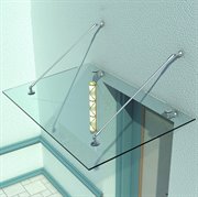 Glasvordach aus gehärtetem Glas und Edelstahl - ca. 150 x 90 cm