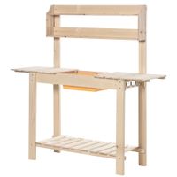Pflanztisch mit Haken Gärtnertisch aus Tannenholz Kunststoff Natur