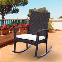 Schaukelstuhl mit Kissen Polyrattan+Metall Braun 66x88x98cm