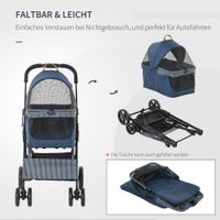 2-in-1 Hundebuggy Transporttasche Katzenbuggy mit Universal Rad abnehmbar Abdeckung Oxford Dunkelblau+Schwarz 76 x 51 x 101 cm