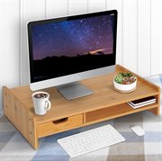 Monitorständer Schreibtisch-Organizer Mit Schubladen Natur L49 x B25,5 x H11,5 cm