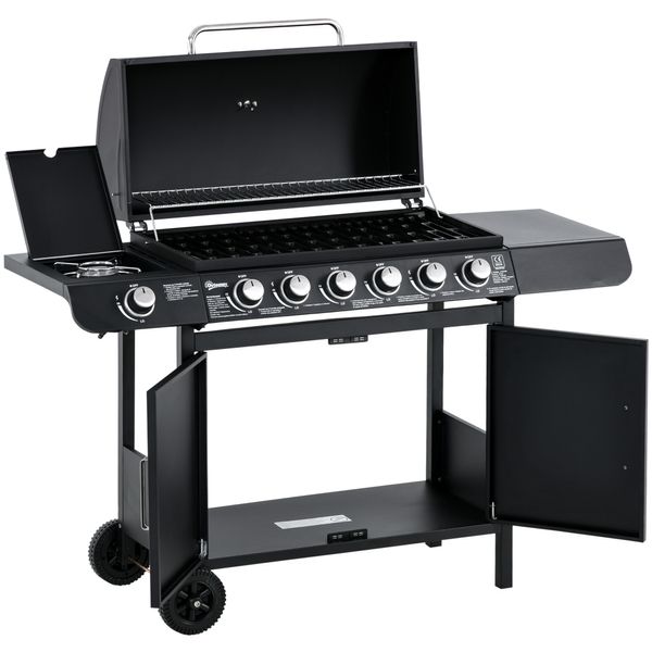 Gasgrill BBQ Metall Schwarz 135 x 50 x 100 cm