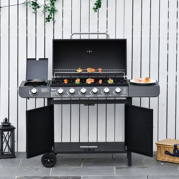 Gasgrill BBQ Metall Schwarz 135 x 50 x 100 cm