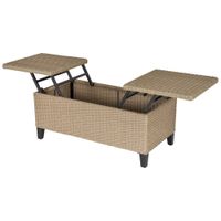 Polyrattan Garten Balkontisch ausziehbar Stahl Khaki 103 x 50 x 45,5 cm