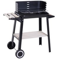 Grillwagen Kohlegrill mit Windschutz Ablagefach höhenverstellbar Grill