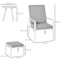 5-teiliges Gartenmöbel Set mit Rückenkissen & 3-stufig verstellbare Rücklehne 61 x 82 x 90 cm Grau/Weiß