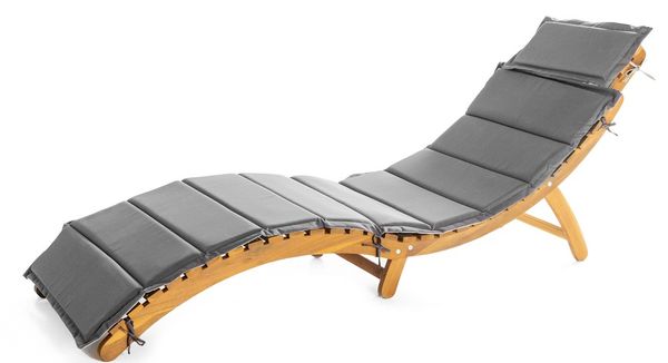 2tlg. Sonnenliege mit Wende-Polsterauflage klappbar aus Akazienholz, ca. 184 x 54 x 63 cm
