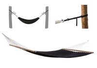 Stabhängematte 200 x 140 cm gepolstert Schwarz mit Befestigungsgurten 160 Kg Hängematte Hammock Mehrpersonen