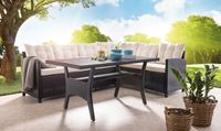 Ecklounge 11tlg. mit Tisch und Sitzauflage schwarz-creme