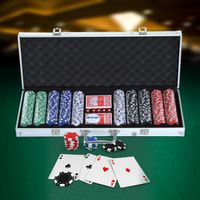 Pokerkoffer Pokerset 500 Pokerchips 5 Farben 2 x Kartenspiel 5 x Würfel