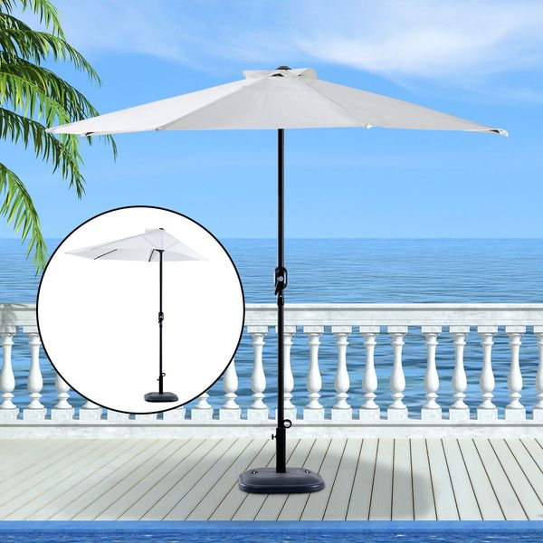 Sonnenschirm Kurbelschirm Metall halbrund Cremeweiß/Schwarz