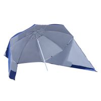 2 in 1 Sonnenschirm Strandschirm Windschutz Strandmuschel Blau F210xH222cm