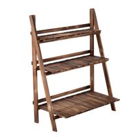 3 stufige Pflanzregal Tannenholz Dunkelbraun 80 x 37 x 93 cm