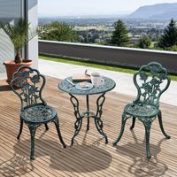 Bistroset Gartenset 3-tlg. Balkonmöbel Set Gussaluminium Antik Grün