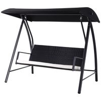 Hollywoodschaukel Gartenschaukel 3-Sitzer mit Dach Schwarz 198x124x179cm