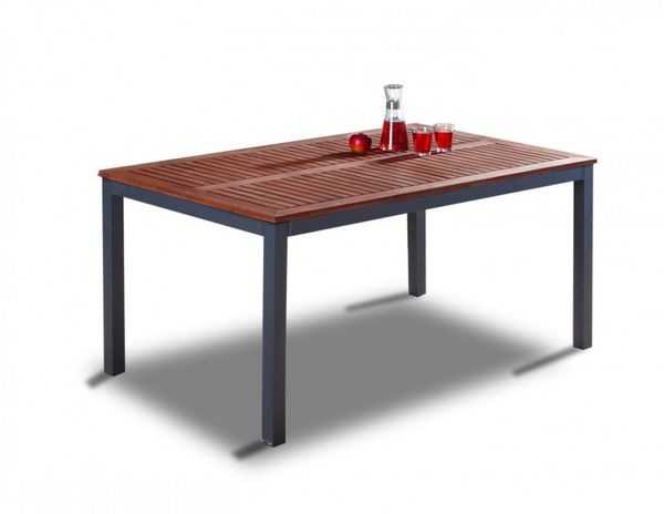 Alu-Gartentisch mit Holzplatte GENUA - Braun SE