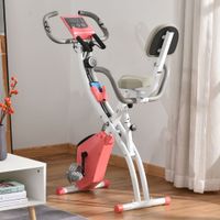 Heimtrainer 2-in-1 Fahrradtrainer LCD-Display klappbarer Hometrainer Trimmrad mit 8 stufig einstellbarem Magnetwiderstand Rosa+Weiß 97x51x115 cm