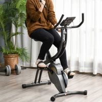 Heimtrainer 2-in-1 Fahrradtrainer 6 kg Schwungrad Trimmrad mit 16 stufig Schwarz+Grau 51 x 97 x 115 cm