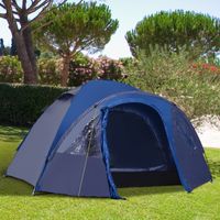Doppelwandzelt Kuppelzelt Outdoor Iglu Familienzelt für 4 Personen Blau 250 x 300 x 130 cm