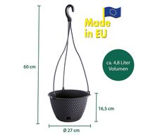Strickoptik-Hängetopf - Anthrazit