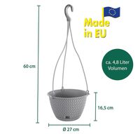 Strickoptik-Hängetopf - Steingrau