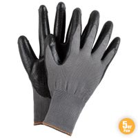 Gartenhandschuhe, Größe XL, Grau/Schwarz - 5 Paar