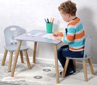 Kindertisch mit 2 Stühlen, weiß - 3er Set - Alpaka