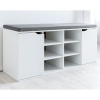 Schuhschrank mit Sitzkissen & 2 Türen, ca. 103 x 48 x 30,5 cm - Weiß
