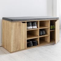 Schuhschrank mit Sitzkissen & 2 Türen, ca. 103 x 48 x 30,5 cm - Sonoma Eiche