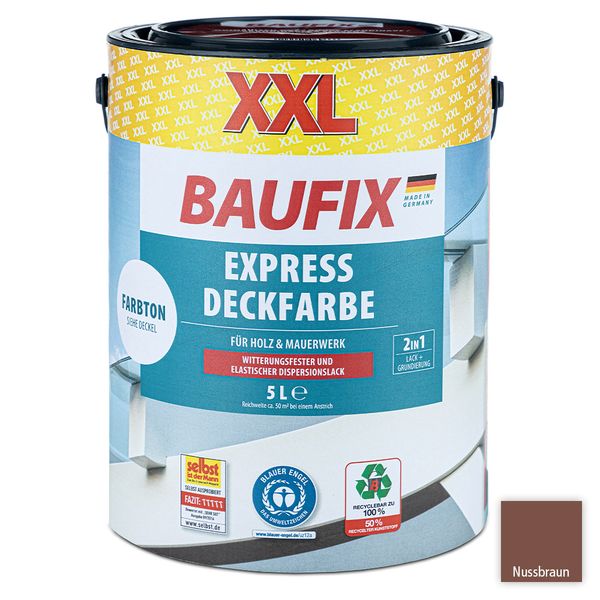 XXL-Express-Deckfarbe 5 Liter - Nussbraun