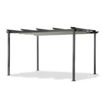 LECO Pergola 4 x 3 m mit ausziehbarem Sonnendach – anthrazit / grau