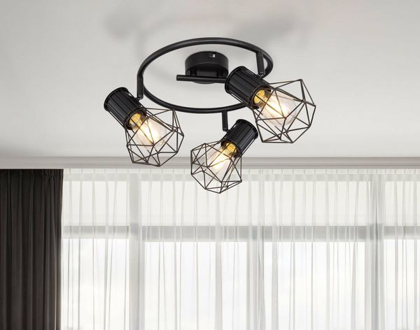 Lighting - PRISKA - Strahler Metall schwarz, 3x E27