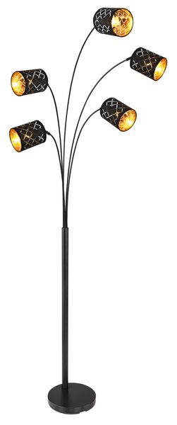 Lighting - CLARKE - Stehleuchte Metall schwarz matt, 5x E14