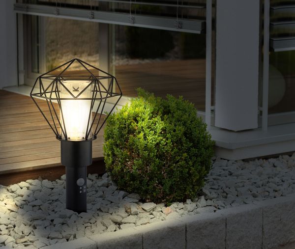 Lighting - HORACE - Außenleuchte Edelstahl schwarz, 1x E27 LED
