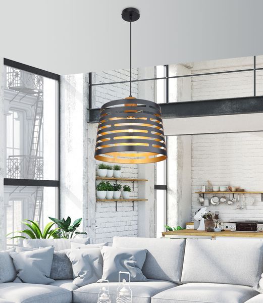 Lighting - ABLONA - Hängeleuchte Metall schwarz matt, 1x E27