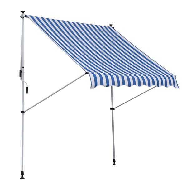 Markise Klemmmarkise Faltarm 170-280cm Höhenverstellbar Alu Blau