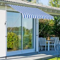 Markise Klemmmarkise Faltarm 170-280cm Höhenverstellbar Alu Blau