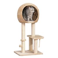 Katzenbaum Kratzbaum Kätzchen Möbel mit Katzenhöhle Ballspielzeug Sisal weiche Plüsch Höhe 100 cm Beige