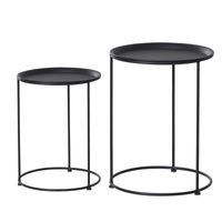 Beistelltisch 2er Set Garten Couchtisch Kaffeetisch Schwarz Ø39/Ø33 x H39 cm