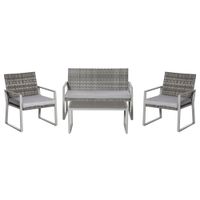 Vierteiliges Gartenmöbel Set Sitzgruppe Sofa Kaffeetisch PE-Rattan
