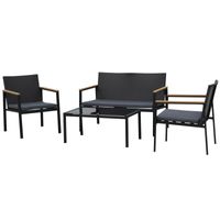 Garten Möbelset 4-teilige Sitzgruppe Sitzgarnitur 3 Sofa Couchtisch