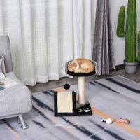 Kratzbaum mit Spielbällen, Sisalseil-Kratzstangen, Beige, 36 x 36 x 44 cm