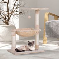Kletterbaum Katzenbaum Kratzbaum mit Sisalsäule Plüsch-Hängematte Spanplatte Beige 50 x 36 x 70 cm