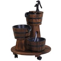 Holzfass-Brunnen mit Wasserpumpe 60 x 60 x 78 cm