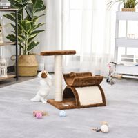 Katzenbaum Spielbaum Katzenkratzbaum Kratzbaum Katzen mit Ball Braun L40 x B30 x H43 cm