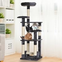 Katzenbaum Katzenkratzbaum Katzen Kletterbaum Kratzbaum Hängematte Grau L40 x B40 x H132 cm
