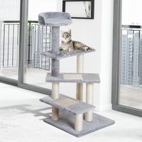 Kletterbaum Katzenbaum Spielbaum Katzenkratzbaum Treppe 5 Schichte Beige Grau 48 x 48 x 99,5 cm (LxBxH)