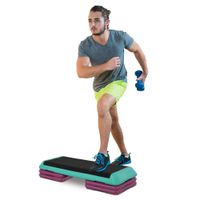 Steppbrett Aerobic Fitness Heimtrainer höhenverstellbar Schwarz+Grün+Violett 110 x 40 x 20 cm