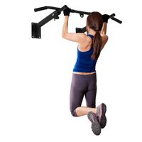 Klimmzugstange pull up bar Wandmontage Reckstange mit Ösen für Boxsack Stahl Schwarz ca. 93,5 x 65 x 17 cm